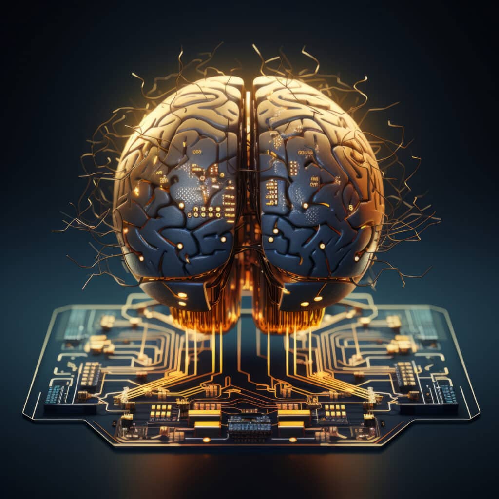 brain with circuit board graphic